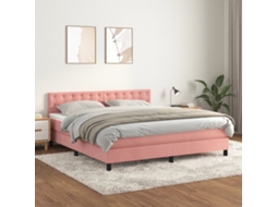 Vidaxl Cama Com Molas/colchão 160x200 Cm Veludo Rosa