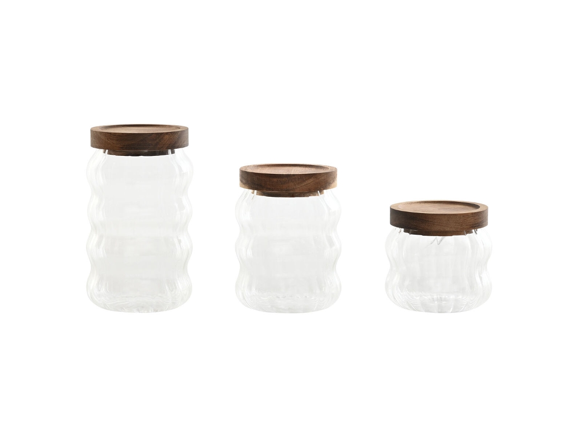 Conjunto De 3 Potes Em Casa Esprit Transparente Natural 550 Ml 750 Ml 3 Peças