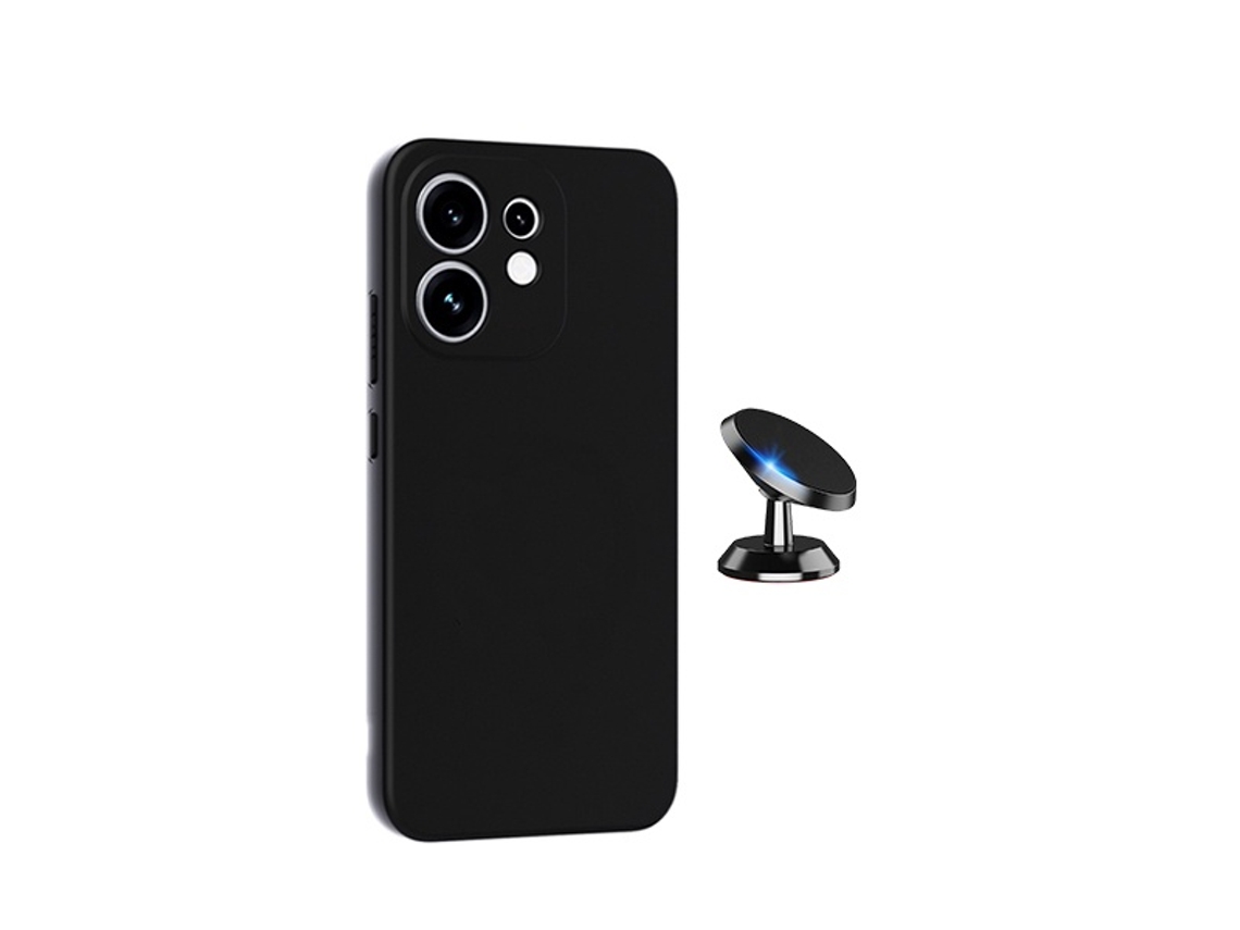 Kit Suporte Magnético Capa Silicone Líquido Phonecare Para Oppo Reno16 - Preto