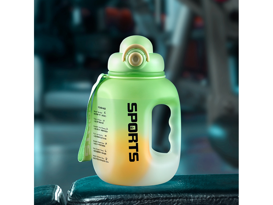 Garrafa de Água Esportiva com Tampa, Garrafa de Água Portátil, Feita de Plástico, Própria para Micro ondas. MDUG (verde 1,6l)