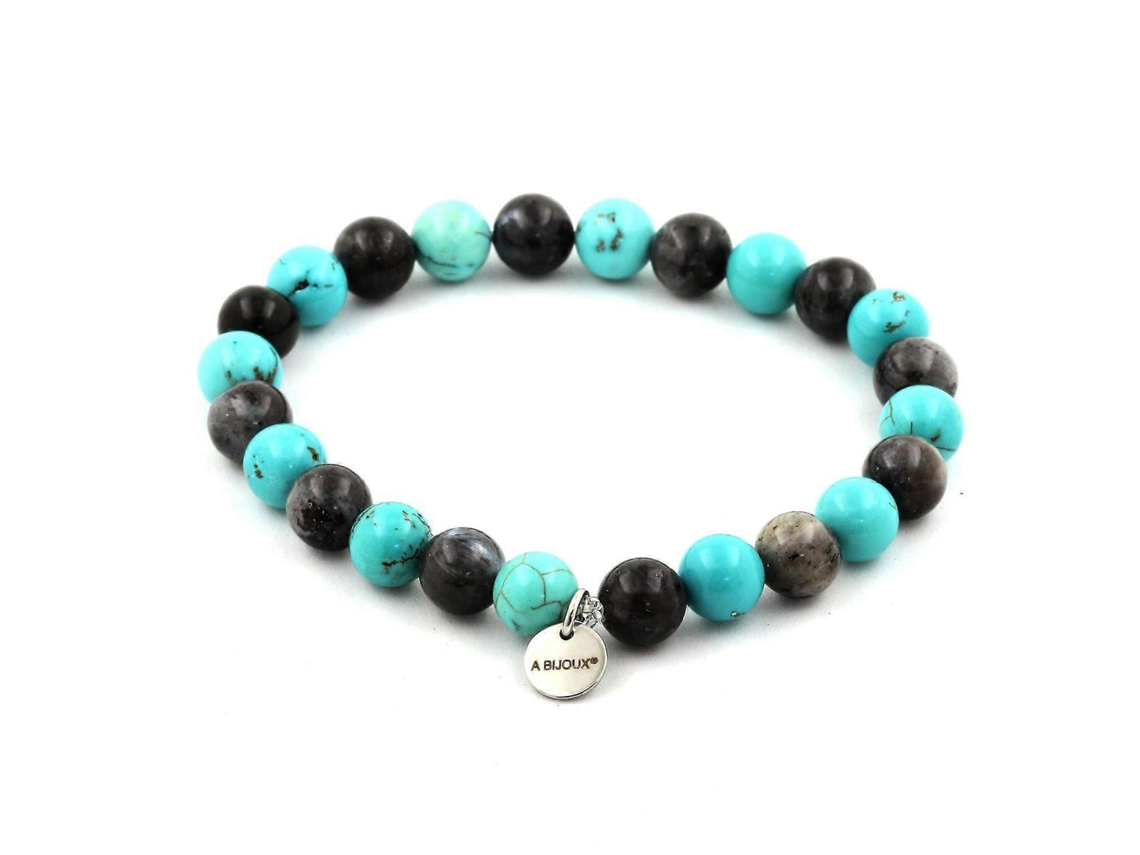 Pulseira De Contas De Labradorita E Turquesa De 8 Mm Nostalgia88