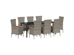 Conjunto 9 Conjunto De Móveis De Jardim Vidaxl Cinzento Vime Pe (200 X 80 X 73 Cm)
