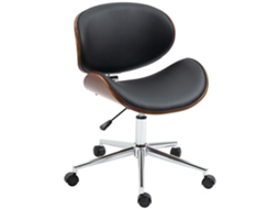 Cadeira Escritória 360° 53x53x77-87 Cm Vintage Swivel Alt.ajustável Madeira Estafamento Sintético