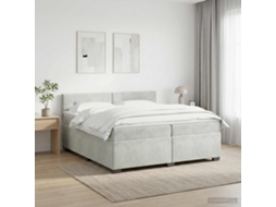 Vidaxl Cama Box Spring Com Colchão Cinzento-claro 200 X 200 Cm Veludo