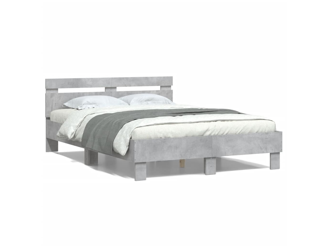 Bed Frame, Bed Frames Vidaxl Cinzeto Madeira Processada (135 X 190 Cm)