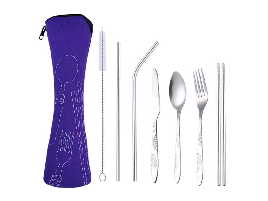 Conjunto de Talheres Portátil em Aço Inoxidável para Exteriores Conjunto de Sete Peças NEVEANCE