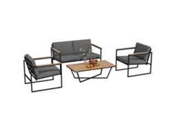 Conjunto de Móveis de Jardim com Sofá, Cadeiras, Mesa e Almofadas Cinza S/MARCA