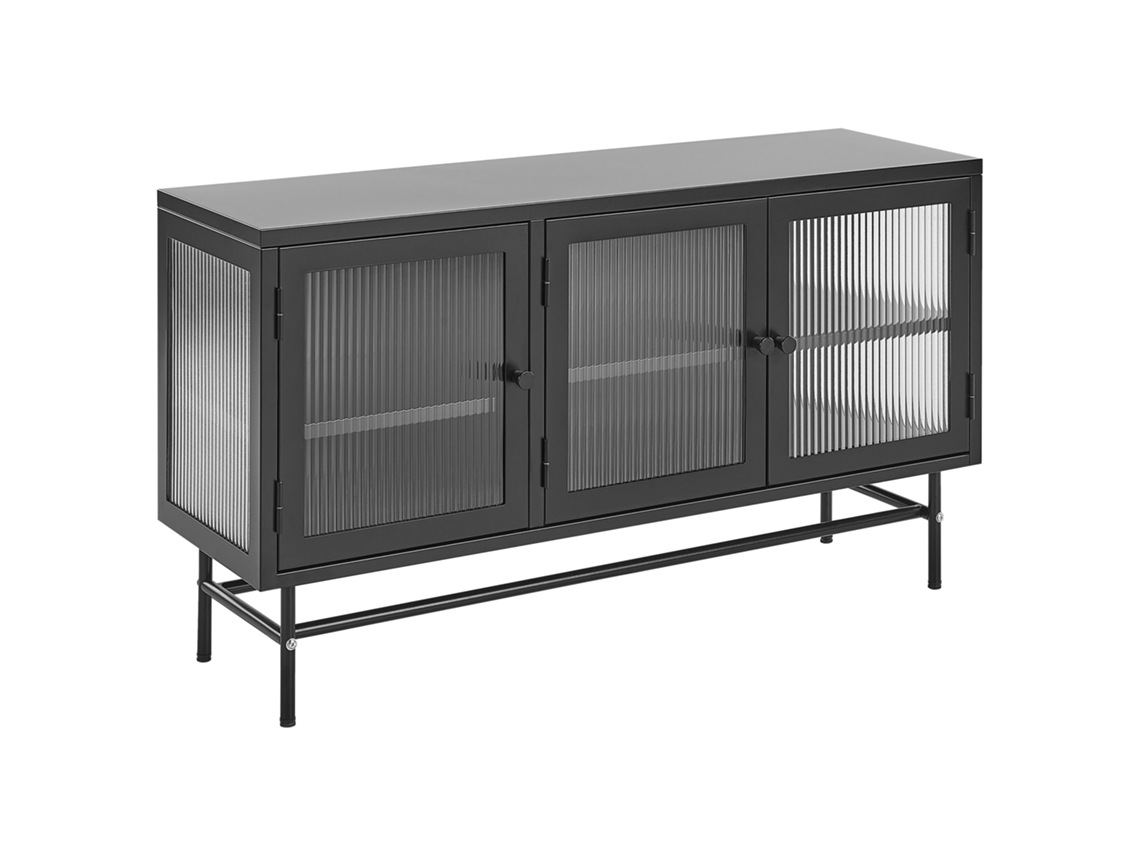 Aparador Vitrina Beliani Devon De Acero Negro 115x35x64