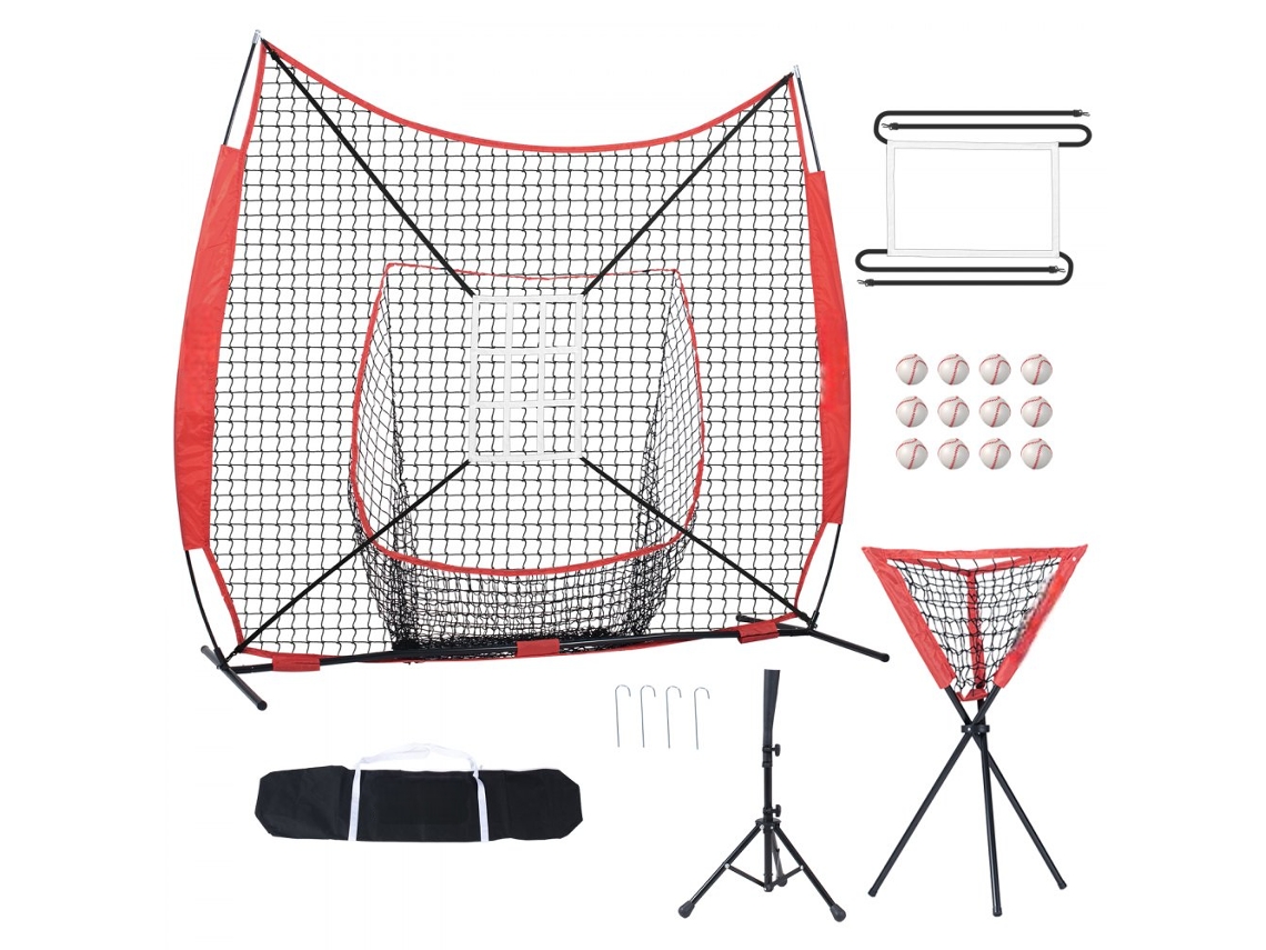 Rede De Treino De Baseball 244x211cm Com Alvo, Acessórios E Mala Tekmaquinas