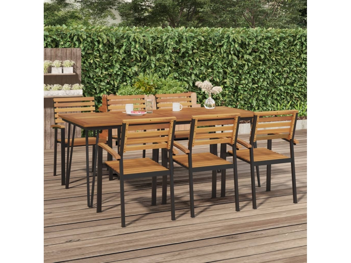 Vidaxl Mesa Jardim C/ Pernas Estilo Grampo 200x90x75 Cm Acácia Maciça