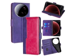 Capa De Couro Com Fivela Lateral E Cor Contrastante Para Xiaomi 15 Ultra