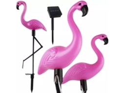 Conjunto De Luzes Solares Flamingo Para Jardim Com Led E Bateria 600mah