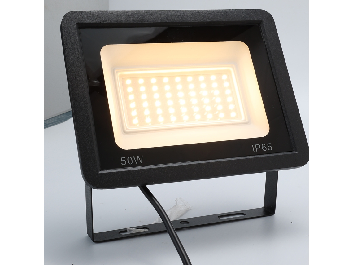 Projetor Led Exterior Ip65 Impermeável 50w 4750lm 3000k Luz Quente Para Casa, Garagem, Jardim, Terraço, Campo Alpinaluz