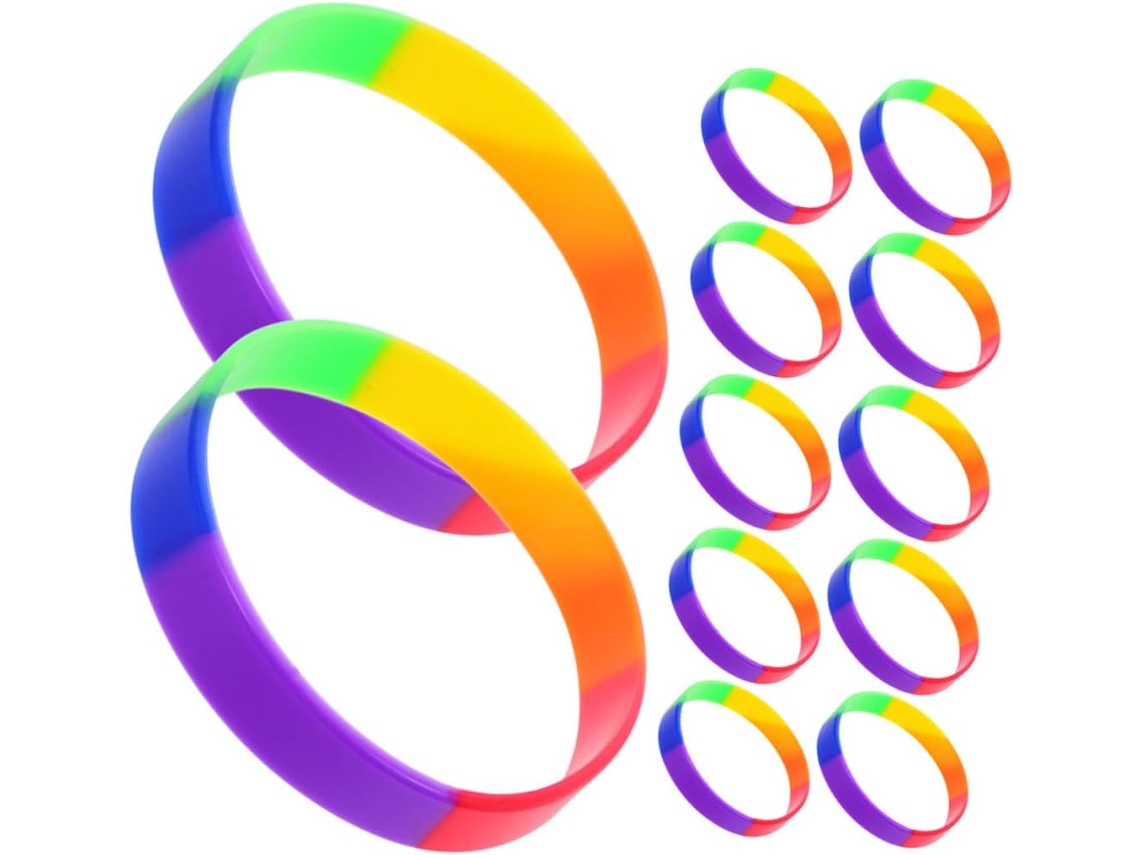 Conjunto de 42 pulseiras de silicone para a comunidade LGBTQIA+, elásticos duráveis e confortáveis para festas, eventos e outras ocasiões.