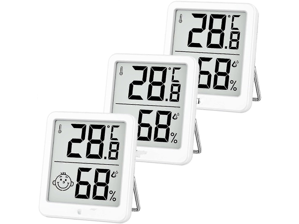 Termômetro E Higrômetro Digitais Mini Lcd Para Ambientes Internos - Kit Com 3 Peças E Medidor De Umidade Com Indicador De Carinha Sorridente Para