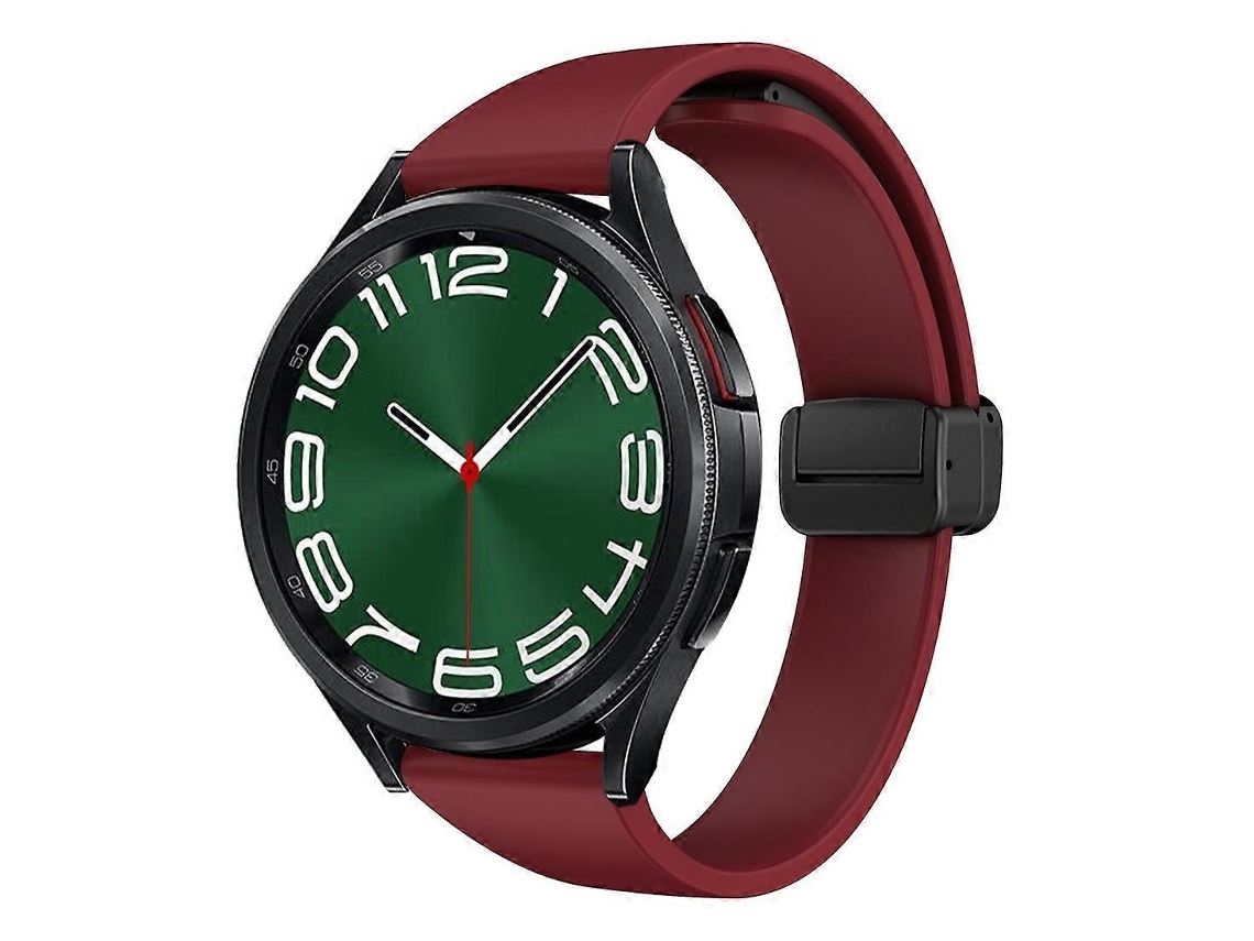 Pulseira De Silicone Fina Com Fivela Magnética Preta Para Samsung Galaxy Watch 6 / 6 Classic