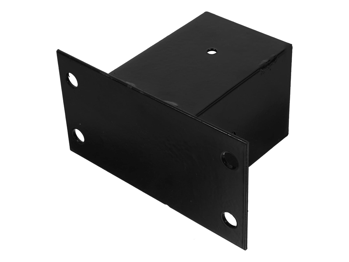 Suporte De Ferro Preto Para Poste De Terraço, Com Base Quadrada Robusta.