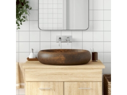 Vidaxl Lavatório De Bancada Oval 59x40x15 Cm Cerâmica Castanho