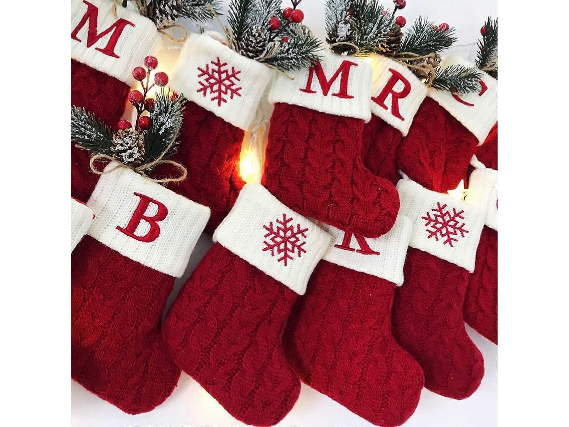 Meias De Tricô Com Letras Do Alfabeto Natalino, Enfeites Para Árvores De Natal, Presentes De Natal 2023 Olysi Shop