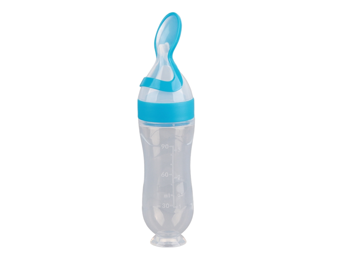 Mali colher de Alimentação por Esmagamento Silicone para Bebê 90ml com Tampa Anti poeira Fda Aprovado