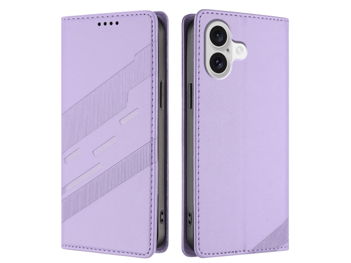 Capa Carteira Para Iphone 17 Estilo Punk Com Estampa - Roxo Claro