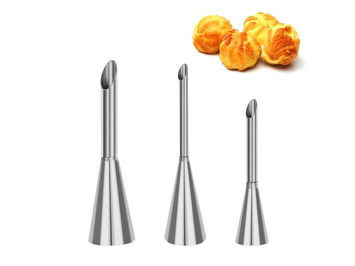 Nova Line 3pcs/set Bicos de Piping de Creme, Inox Profissional (prata)