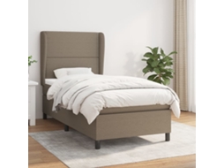 Vidaxl Cama Com Molas/colchão 90x190 Cm Tecido Castanho-acinzentado