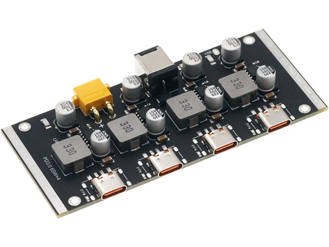 Módulo De Carregamento Rápido Pd65w Usb-c 4 Vias, Fonte Alimentação,