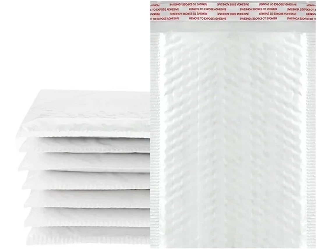 Envelopes de bolha brancos acolchoados para embalagens autoadesivas (20 unidades)