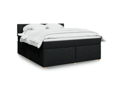 Vidaxl Cama Com Molas/colchão 180x200 Cm Tecido Preto