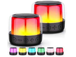 Alto Falantes Bluetooth Mini Alto Falantes Portáteis Com Luz Led Alto Falante Sem Fio Led Com Luz Noturna De 11 Cores Emparelhamento Duplo Yizhood