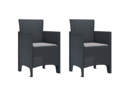Conjunto 2 Cadeira Moderna Vidaxl Antracite Polipropileno (53 X 49 X 85 Cm)