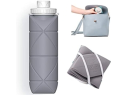 Garrafas de água dobráveis personalizadas, sem BPA, cinza, Klb Brilvibera (pacote com 2)