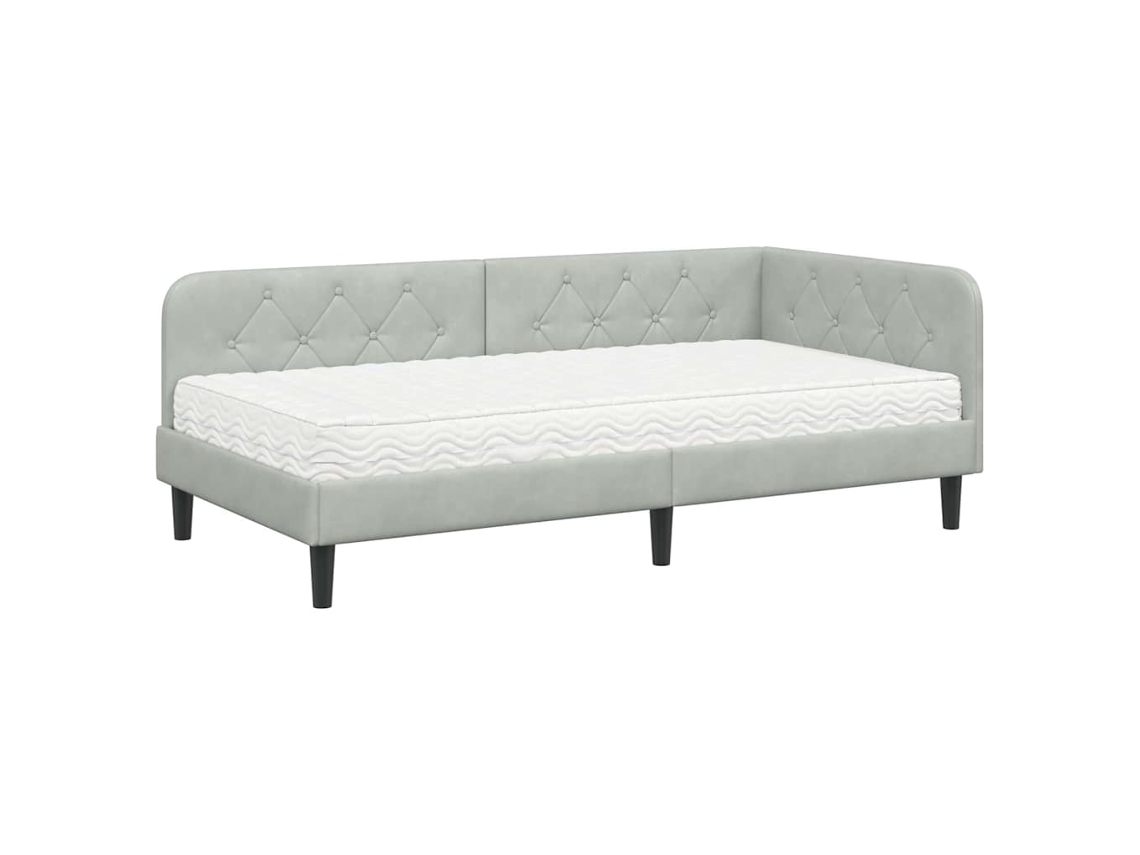 Conjunto 1 Cama De Canto Vidaxl Cinzento-claro Veludo (90 X 200 Cm)
