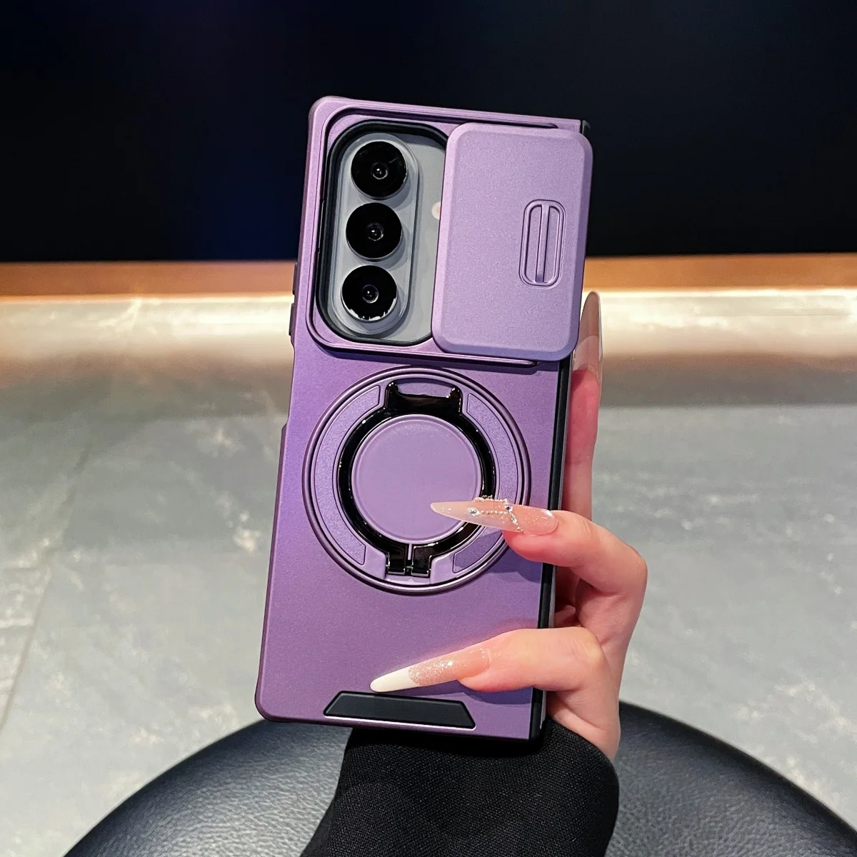 Capa Magnética Deslizante Para Celular Galaxy Z Fold 7 (roxa), Resistente A Impactos.