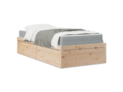 Cama Com Colchão 90x190 Cm Madeira De Pinho Maciça
