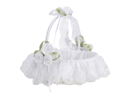 Laxiscreed Cesto De Flores Para Casamento Com Alça Dobrável Branco Neve