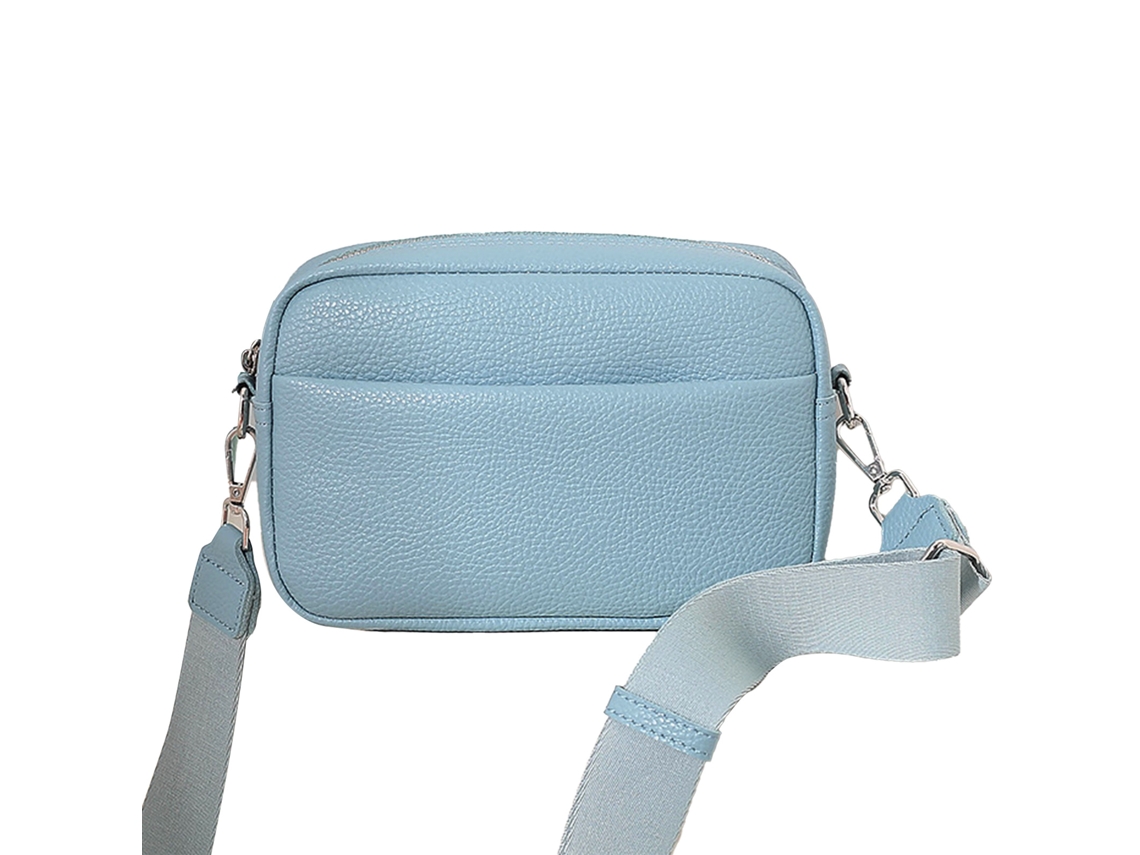 Bolsa de Ombro Feminina em Pu Cinto Ajustável Multi Bolsos Casual Azul Céu 23x14x7cm