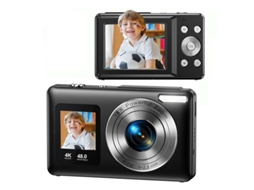 Câmara Digital 48mp 4k Duplo Ecrã,18x Zoom, 32gb, para Selfies, Iniciantes e Crianças Preto HEXINYIGJLY