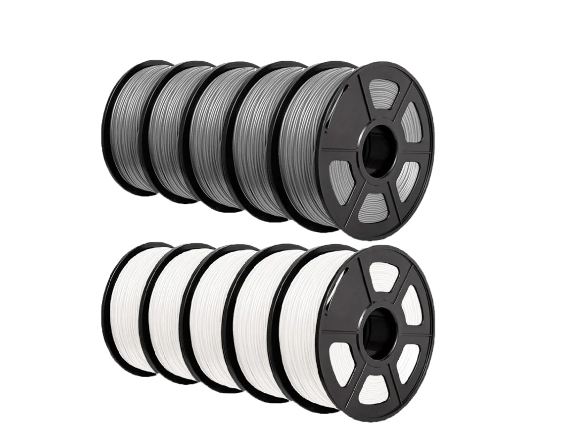Filamento Pla Plus, Diã¢metro De 1,75 Mm, Alta Precisã£o Dimensional, 5 Branco 5 Cinza Oem