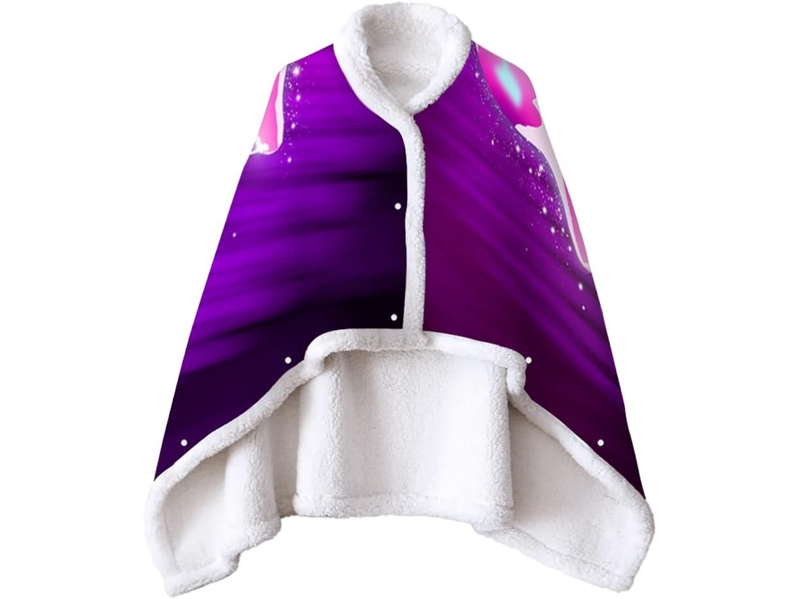Manta de Lã Sherpa Fansu Grossa Macia Estampada com Botões em Microfibra Ideal para o Inverno Adultos e Crianç