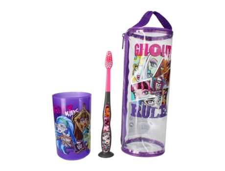 TINOKOU Kit Escova de Dentes Copo Kit Infantil Monster High Violeta