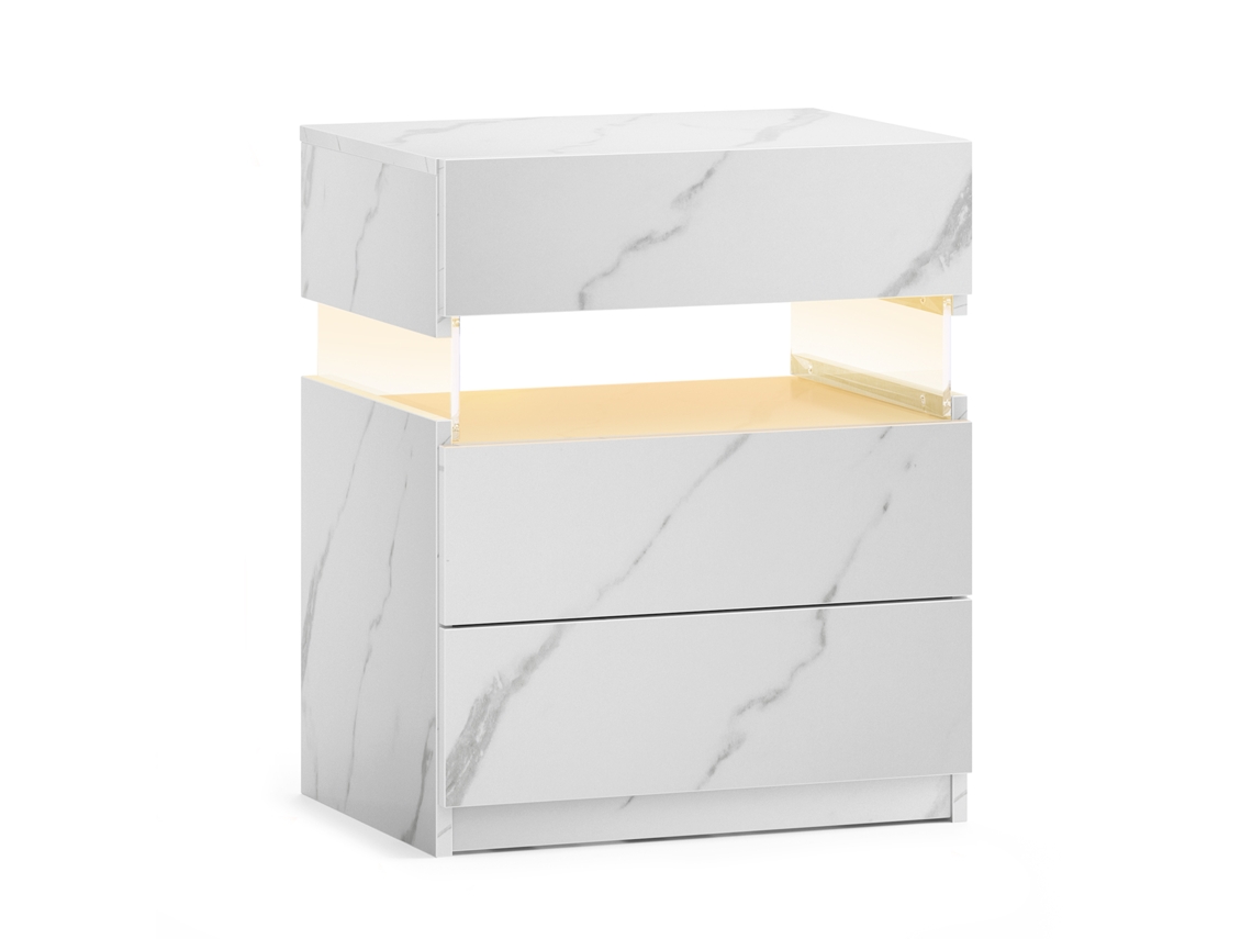 Mesa de Cabeceira Led com 3 Gavetas ORBITRA COMMERCE