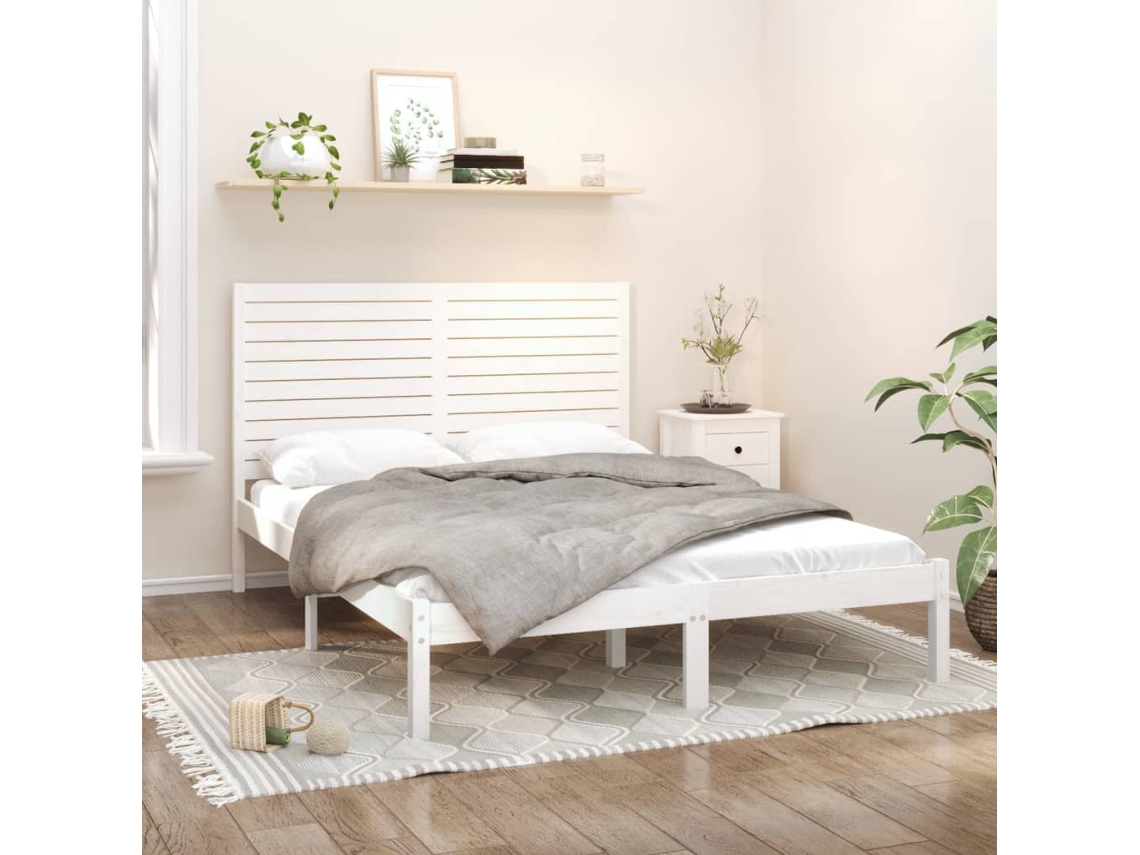 Bed Frame, Bed Frames Vidaxl Branco Madeira (140 X 200 Cm)