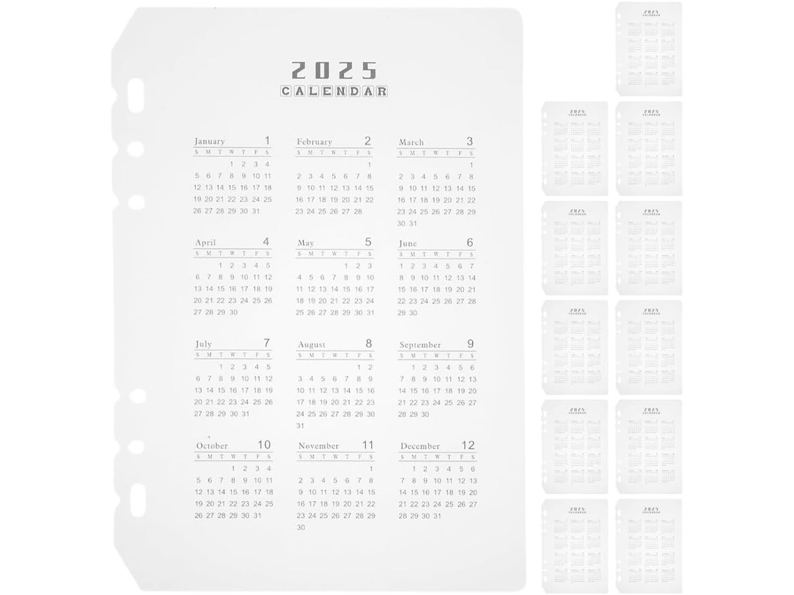 Conjunto Homoyoyo com 12 divisórias transparentes em PP para calendários, agendas e planejadores.