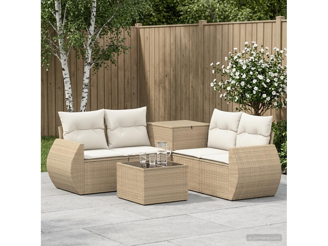 Vidaxl Conjunto De Sofás 6 Unid. Bege E Branco Creme