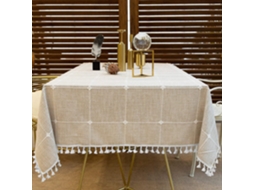 Lurelia Toalha De Mesa Retangular Oval Algodão Linho 140x220cm 79x157cm Lavável Antimanchas Antiderrapante Bordado