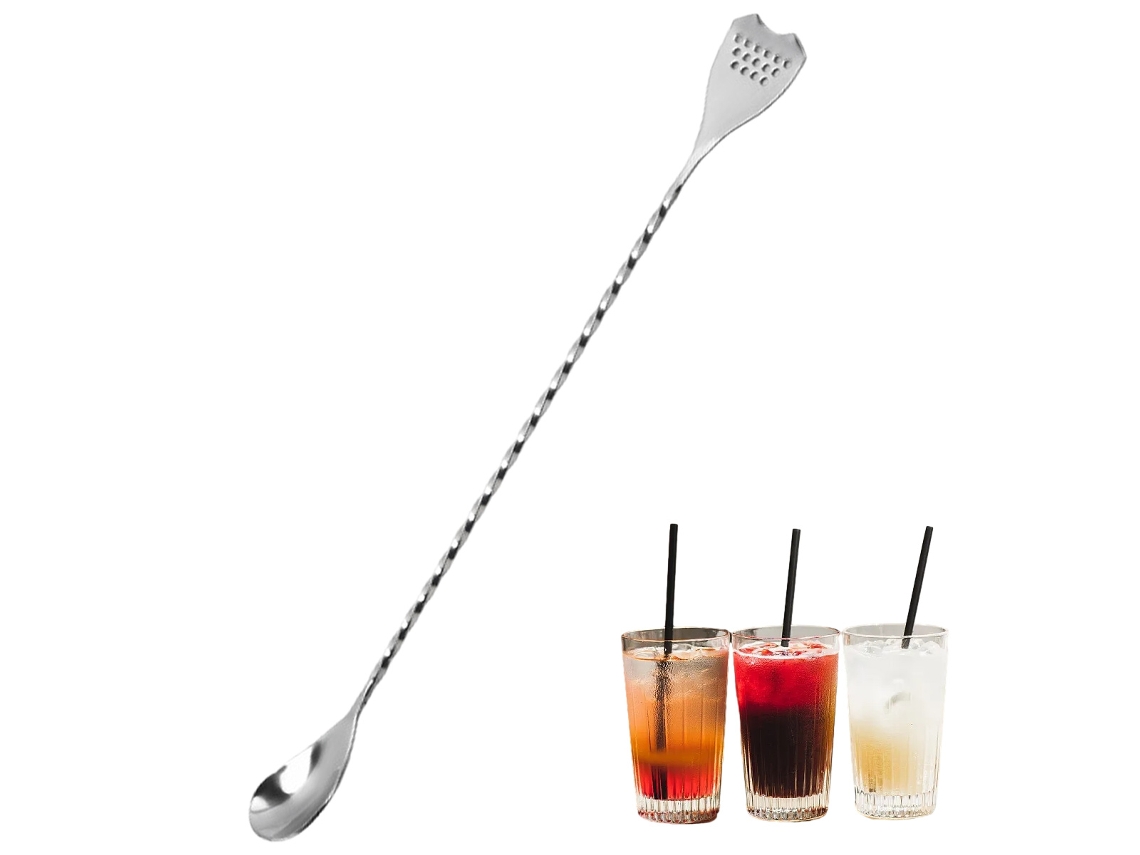 Colher de Bar em Aço Inoxidável com Peneira 30 Cm RNEMITERY