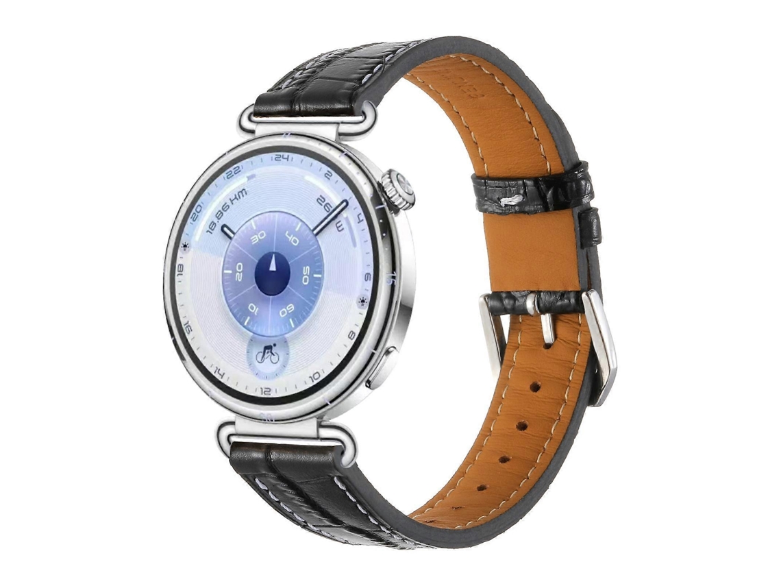 Pulseira De Couro Com Fivela De Pino E Textura De Crocodilo, 18 Mm