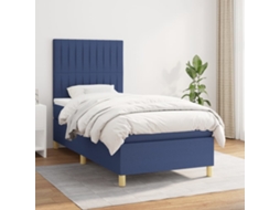 Vidaxl Cama Com Molas/colchão 80x200 Cm Tecido Azul